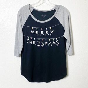 Merry Christmas Zoe + Liv Black Grey Women Size Large
